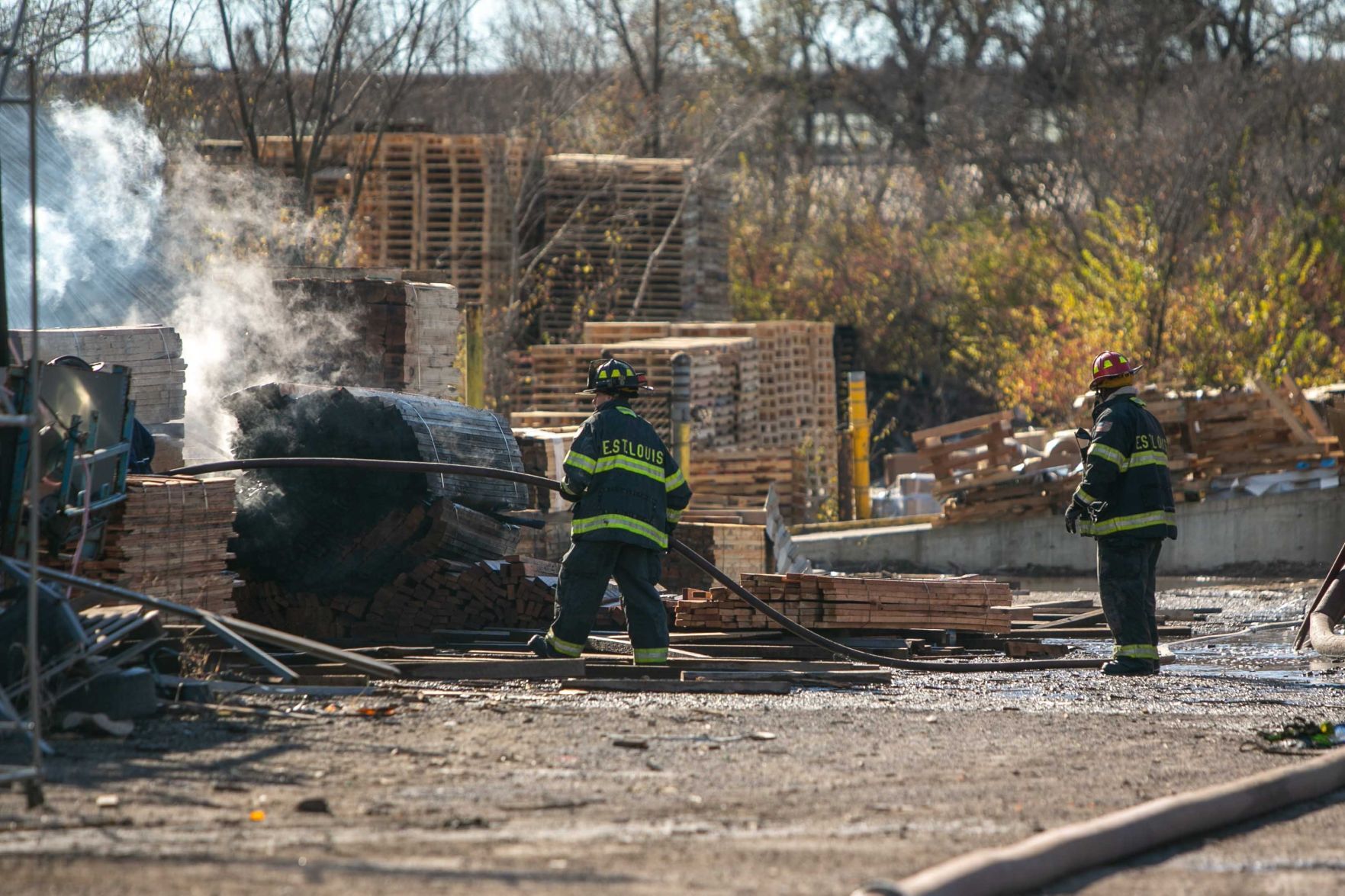 Recycling center fire and building collapse in East St. Louis